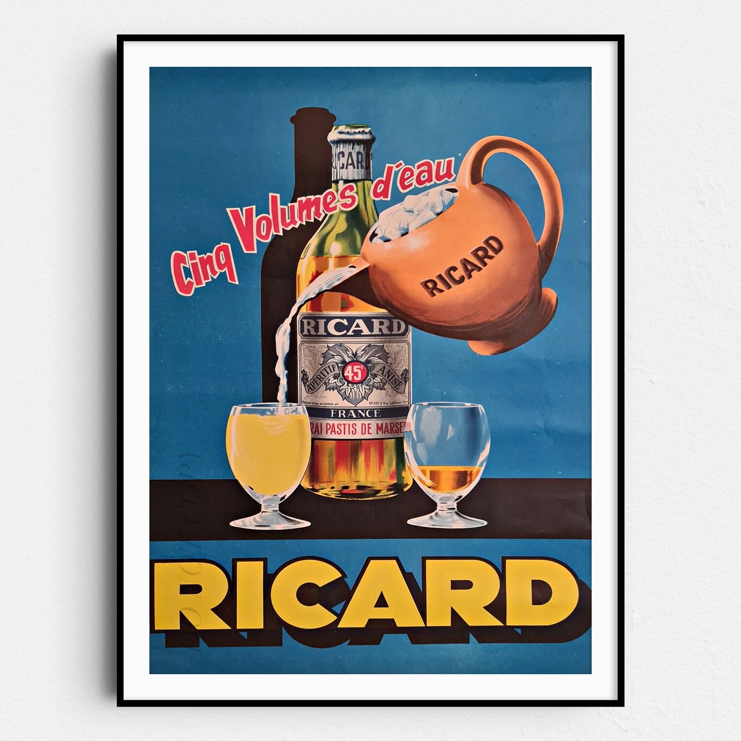 Ricard Cinq Volumes D'eau Vintage Advertising Poster