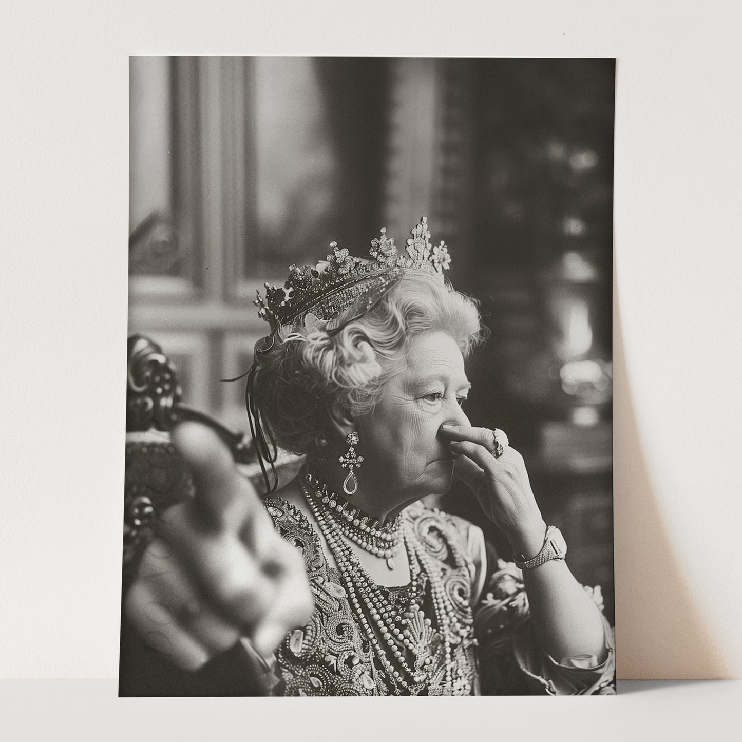 Queen Elizabeth of England Plugging Her Nose