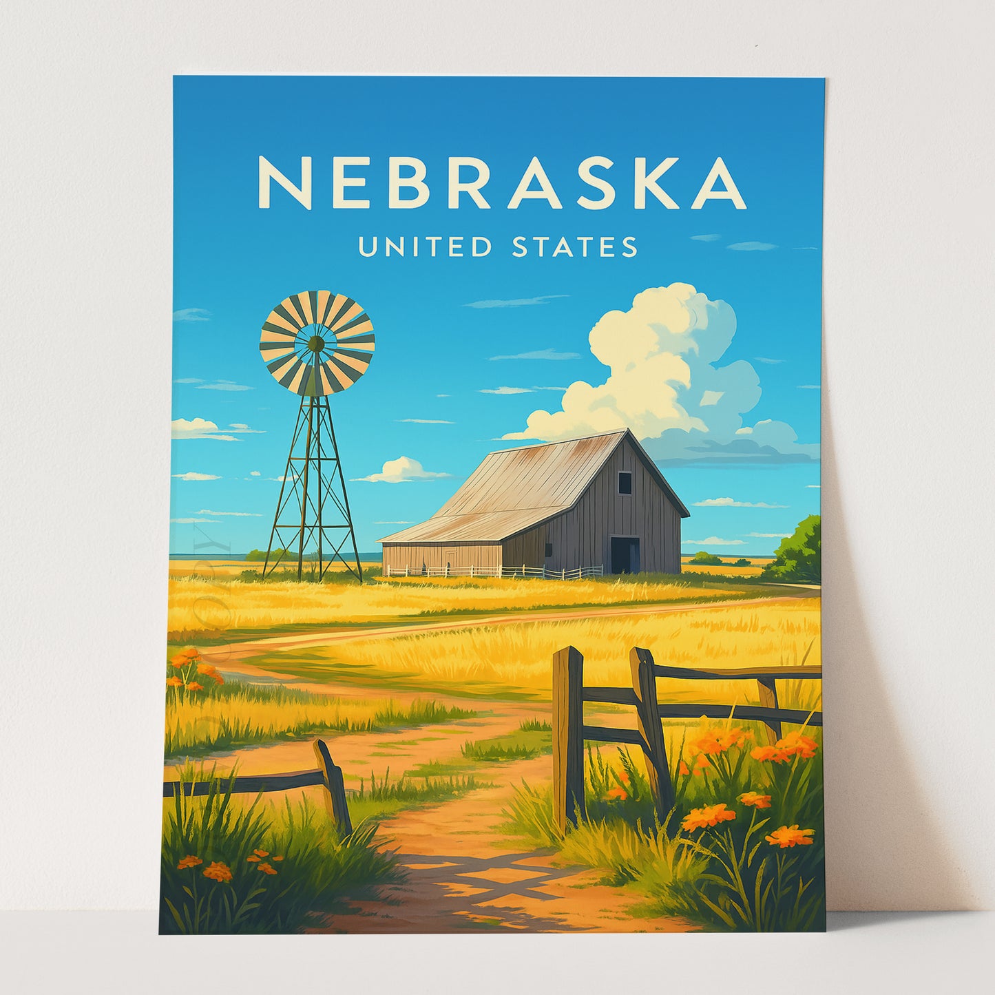 Nebraska Vintage Travel Poster