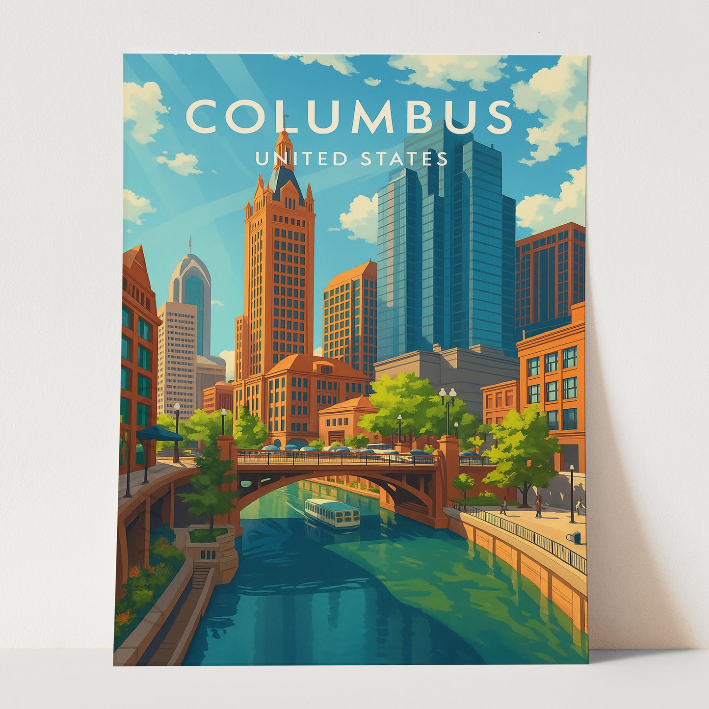 Columbus Ohio Vintage Travel Poster