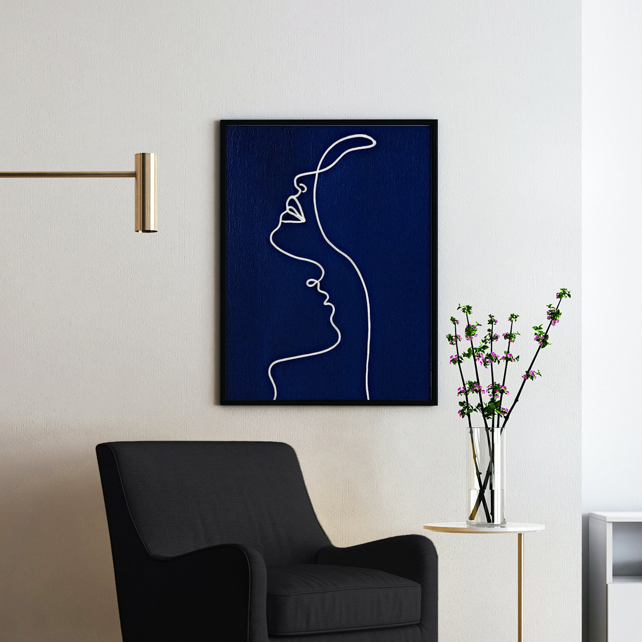 Side View of a Woman - Picasso Style Line Art