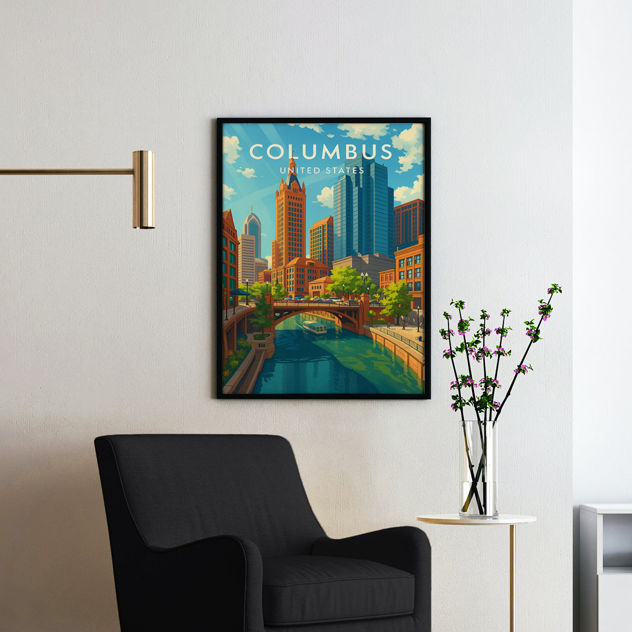 Columbus Ohio Vintage Travel Poster
