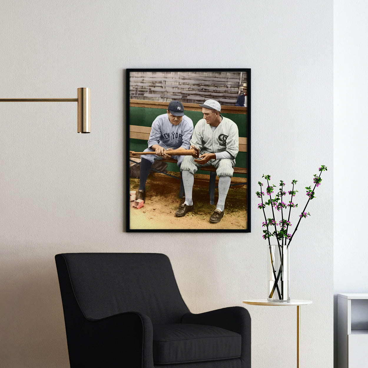 Babe Ruth with Shoeless Joe Jackson