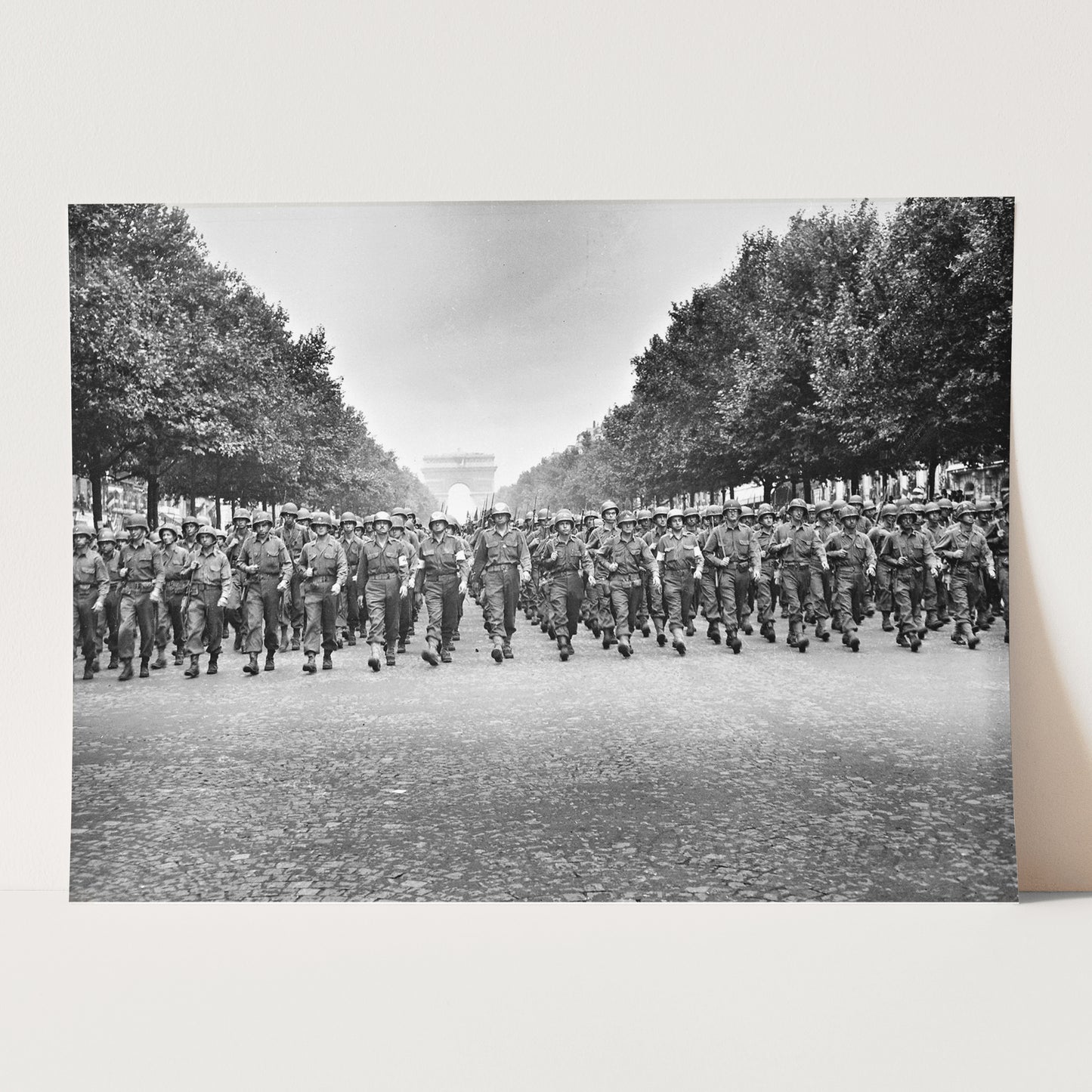 American Troops March Down The Champs Elysees, Paris World War Two