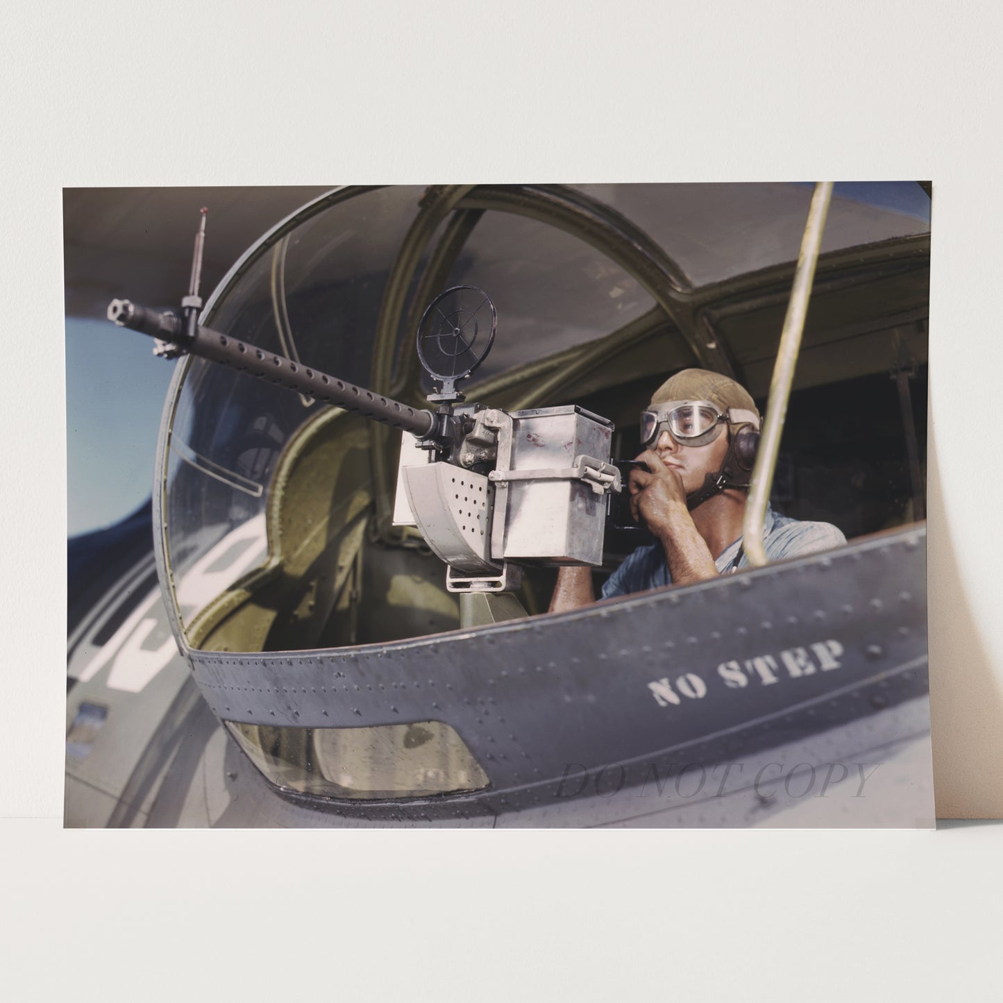Aiming Machine Gun On American Warplane, World War Two
