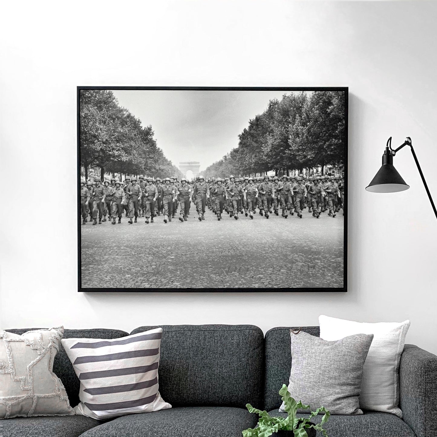 American Troops March Down The Champs Elysees, Paris World War Two