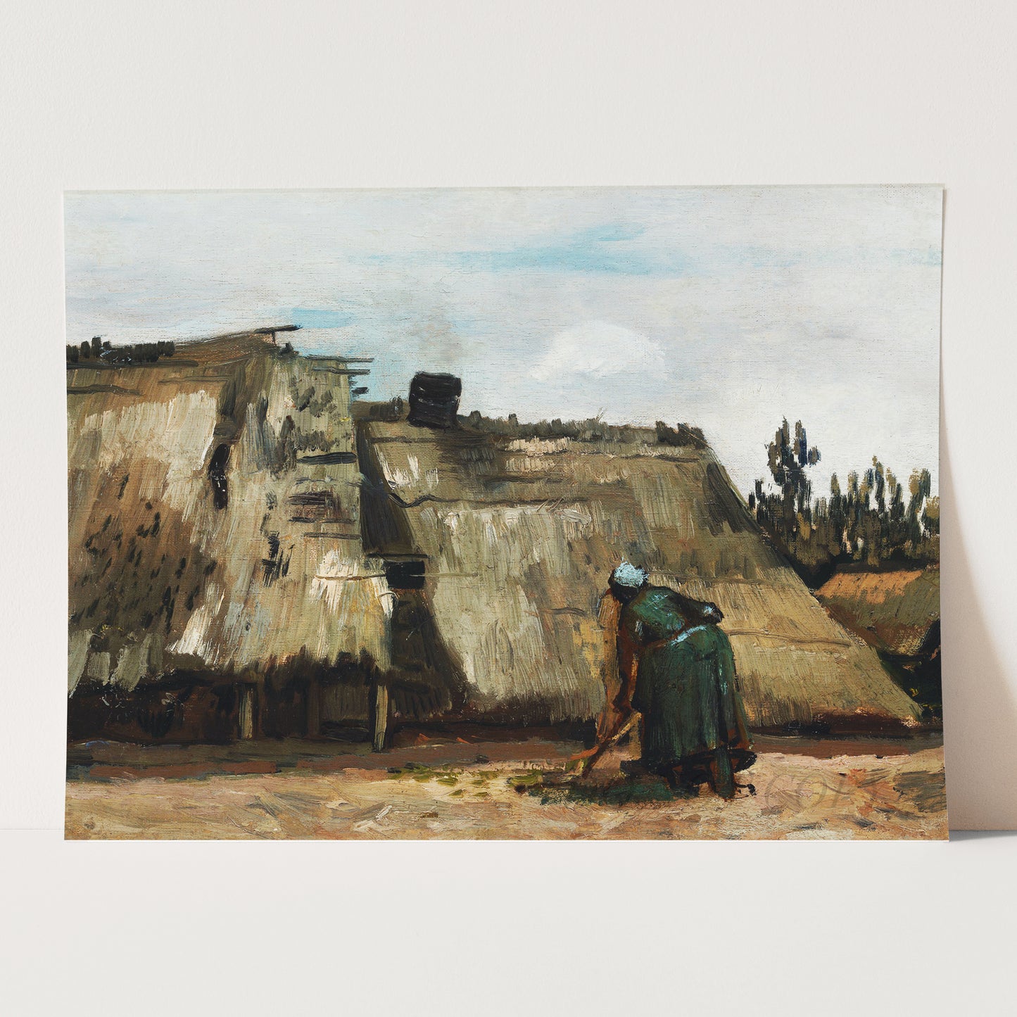 A Peasant Woman Digging in Front of Her Cottage (1885) by Van Gogh