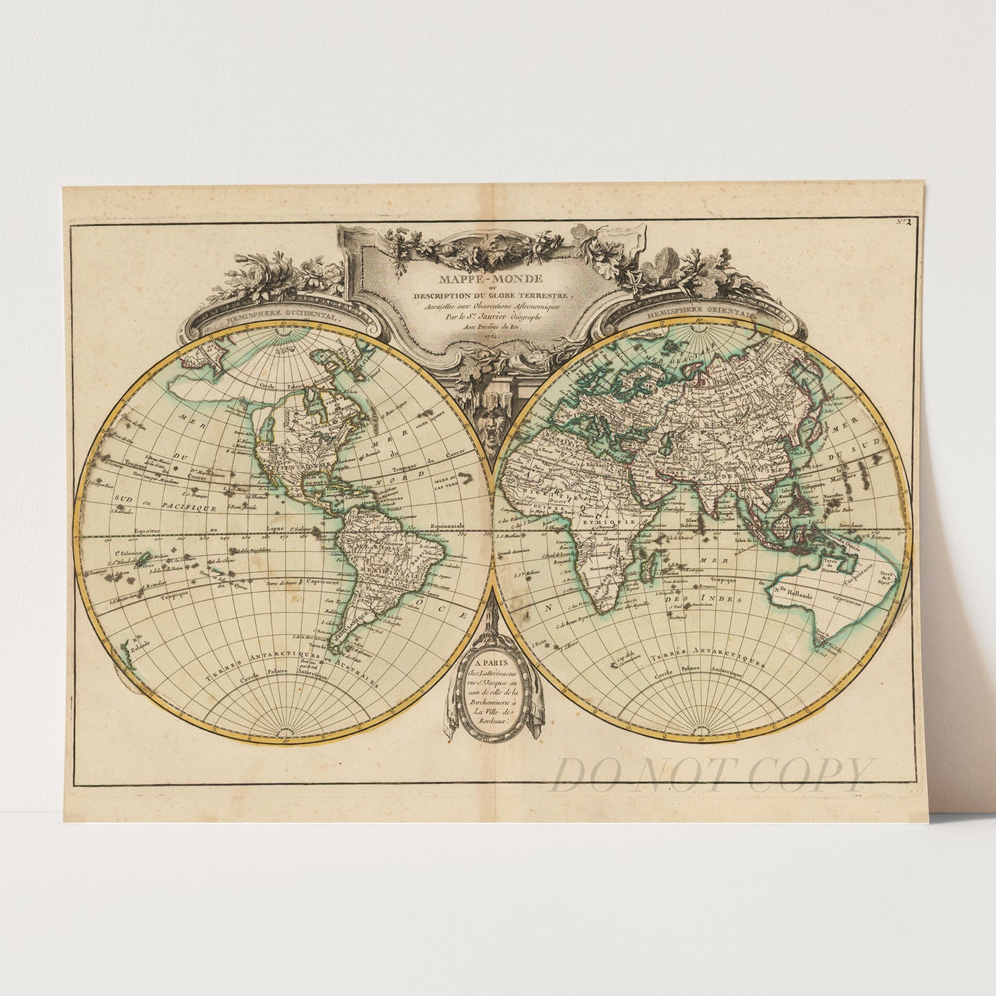 World Map 1762 - Old Vintage Map Of The World