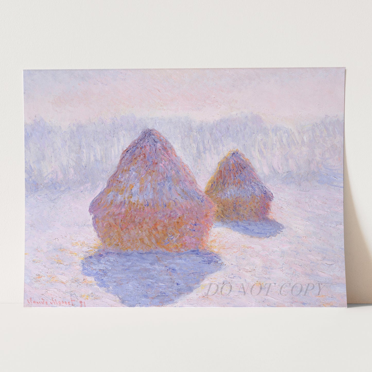 Haystacks (Effect of Snow and Sun) (1891) by Claude Monet