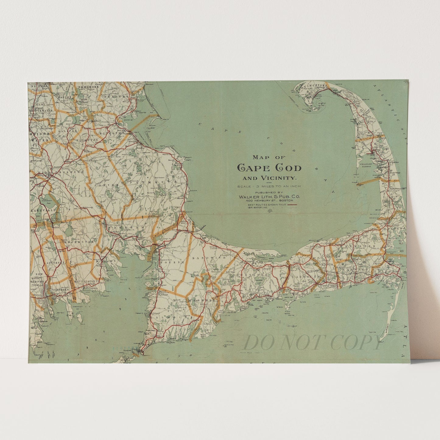 Vintage Map Of Cape Cod, 1917