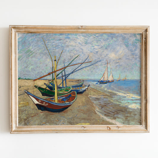 Fishing Boats on the Beach at Saintes-Maries (1888) by Van Gogh