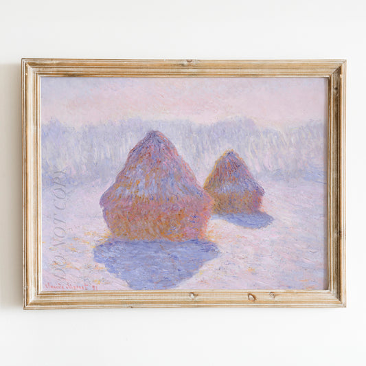 Haystacks (Effect of Snow and Sun) (1891) by Claude Monet