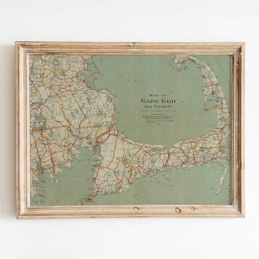 Vintage Map Of Cape Cod, 1917