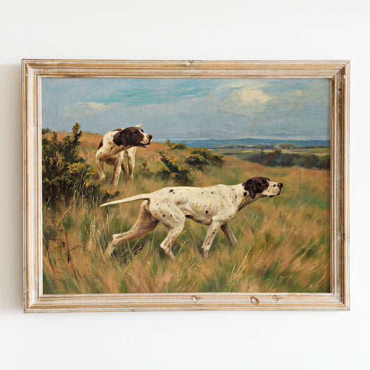 Two English Pointers - Mid-1800s Hunting Dog Painting