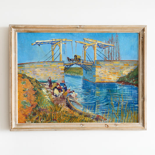 The Langlois Bridge at Arles with Women Washing (1888) by Van Gogh