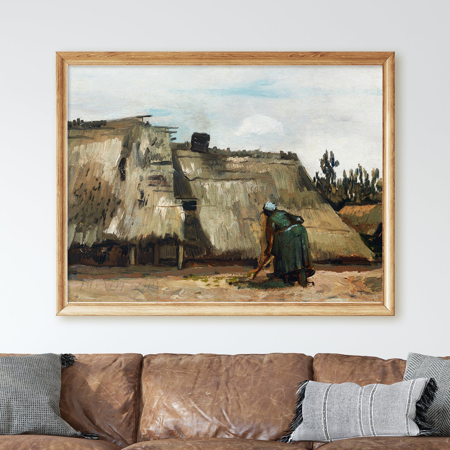 A Peasant Woman Digging in Front of Her Cottage (1885) by Van Gogh