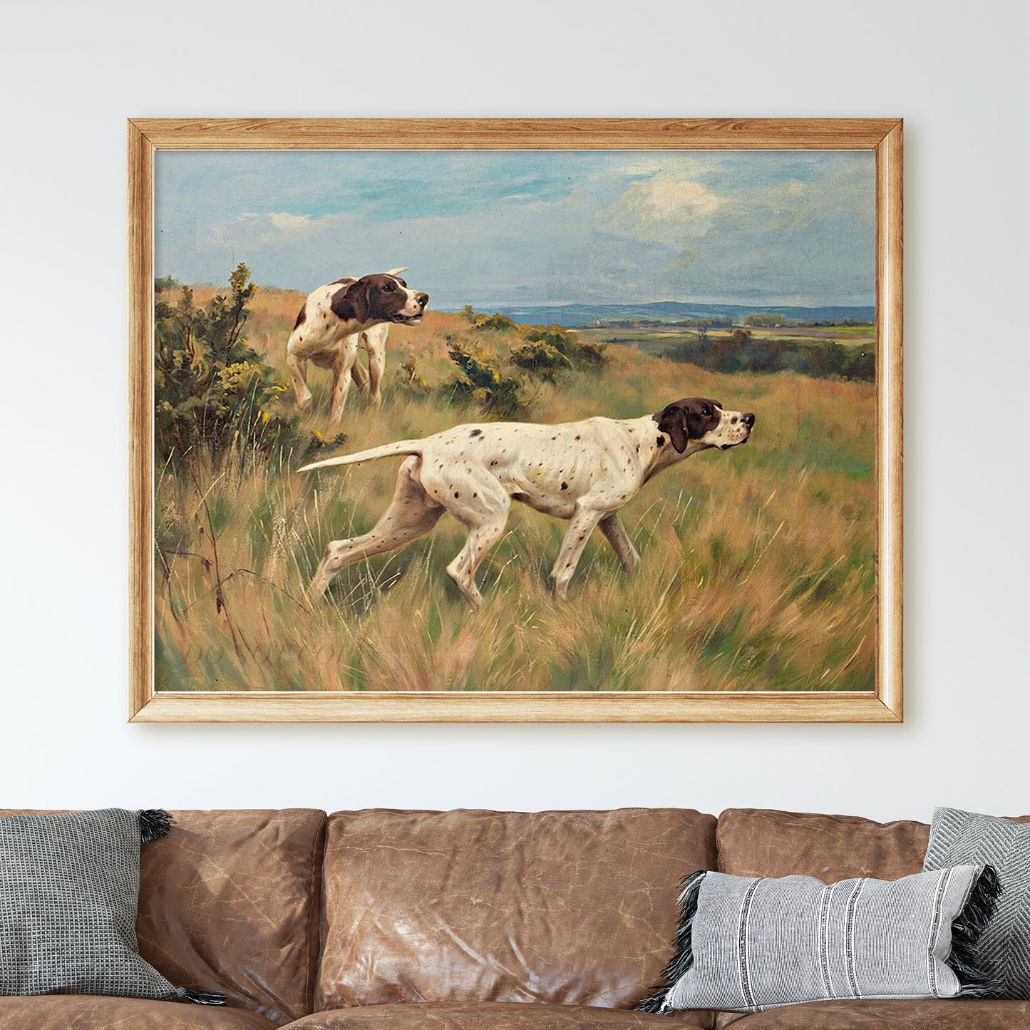 Two English Pointers - Mid-1800s Hunting Dog Painting