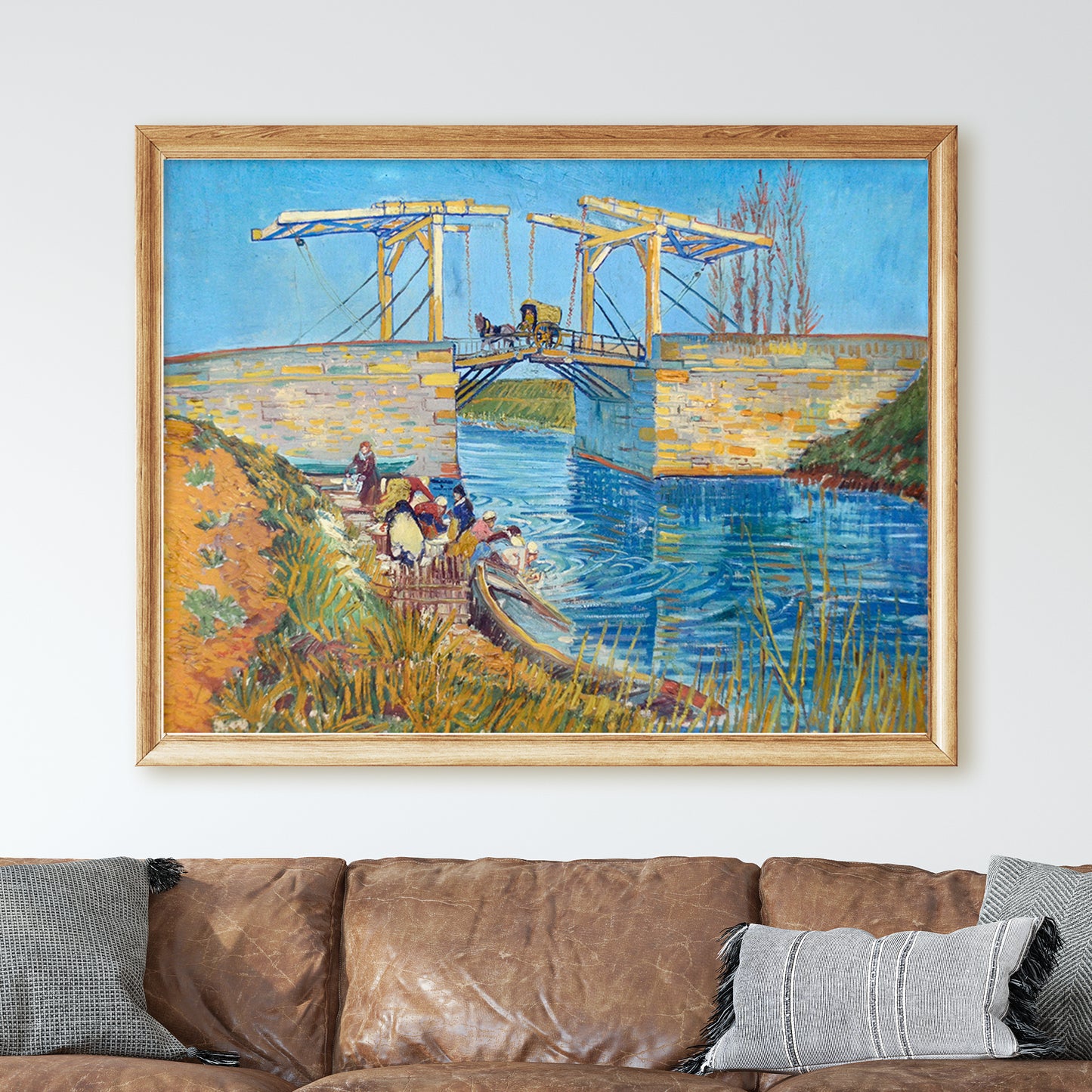 The Langlois Bridge at Arles with Women Washing (1888) by Van Gogh
