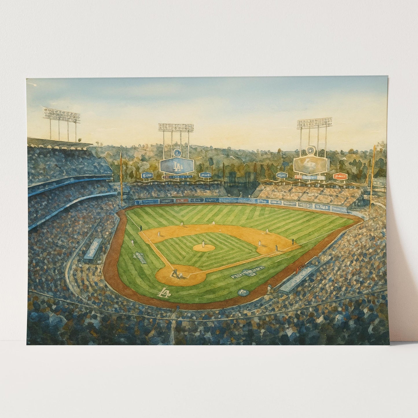 Dodger Stadium Watercolor Painting
