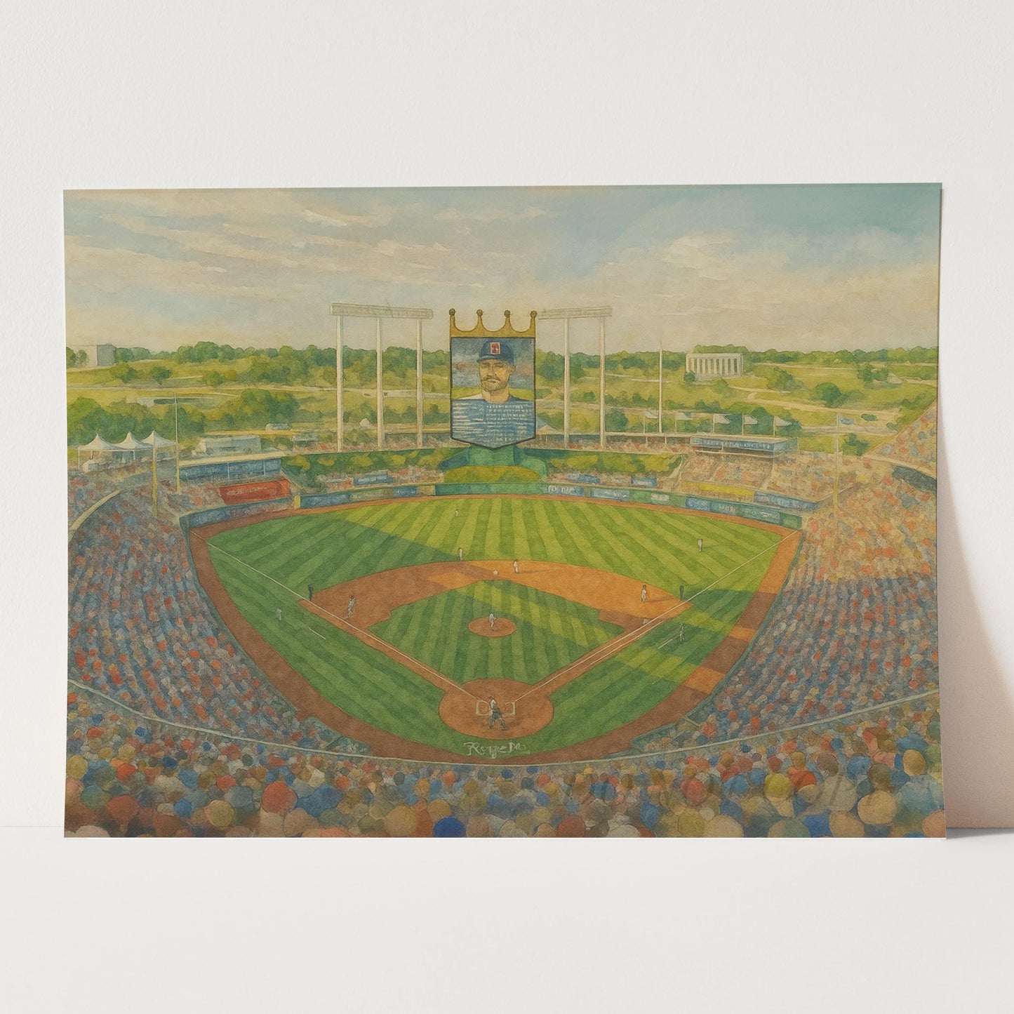 Kauffman Stadium Watercolor Painting