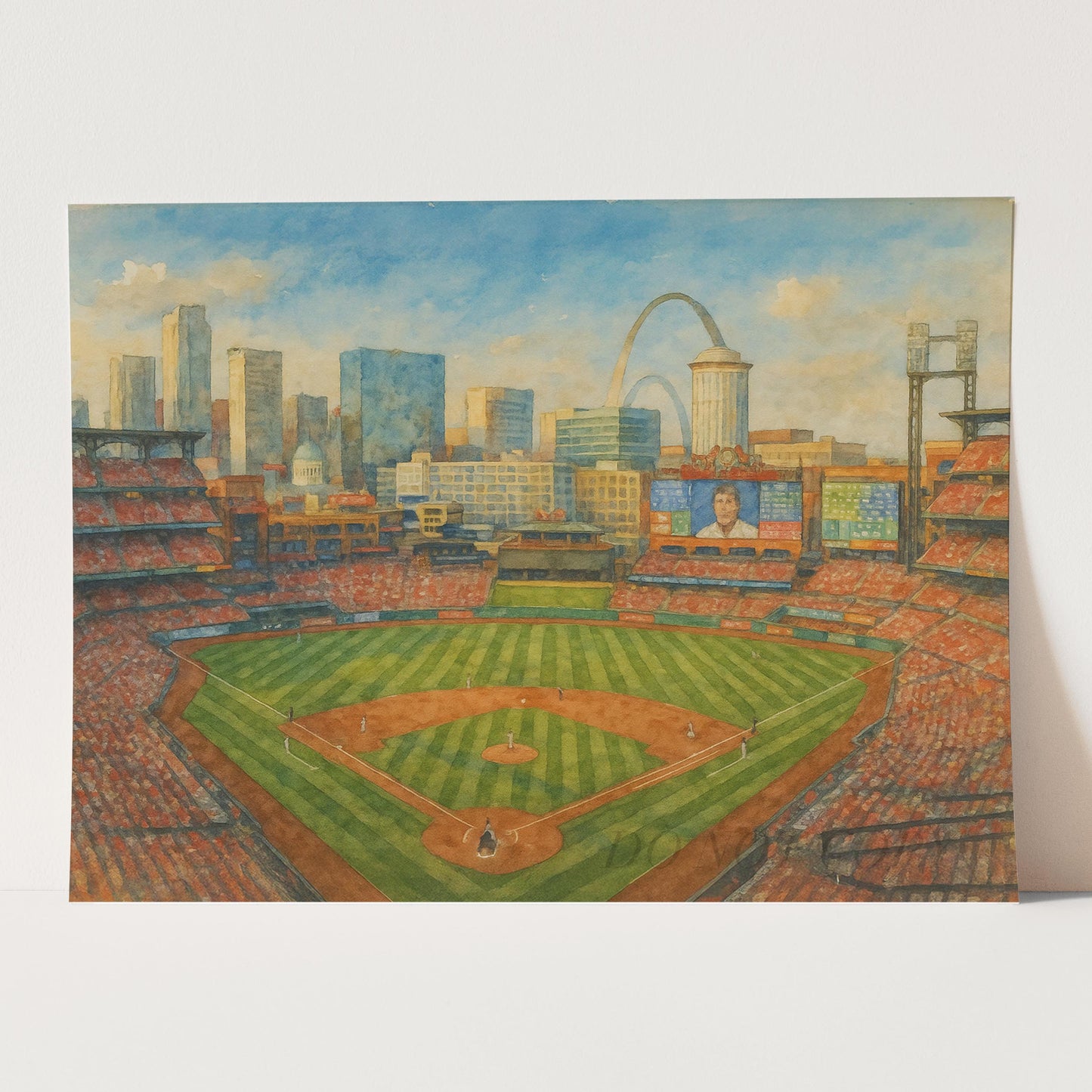 Busch Stadium St Louis Watercolor Painting