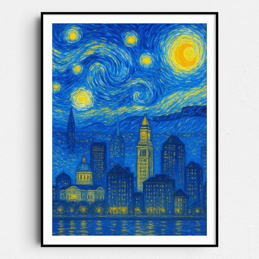 Boston As Van Gogh Starry Night