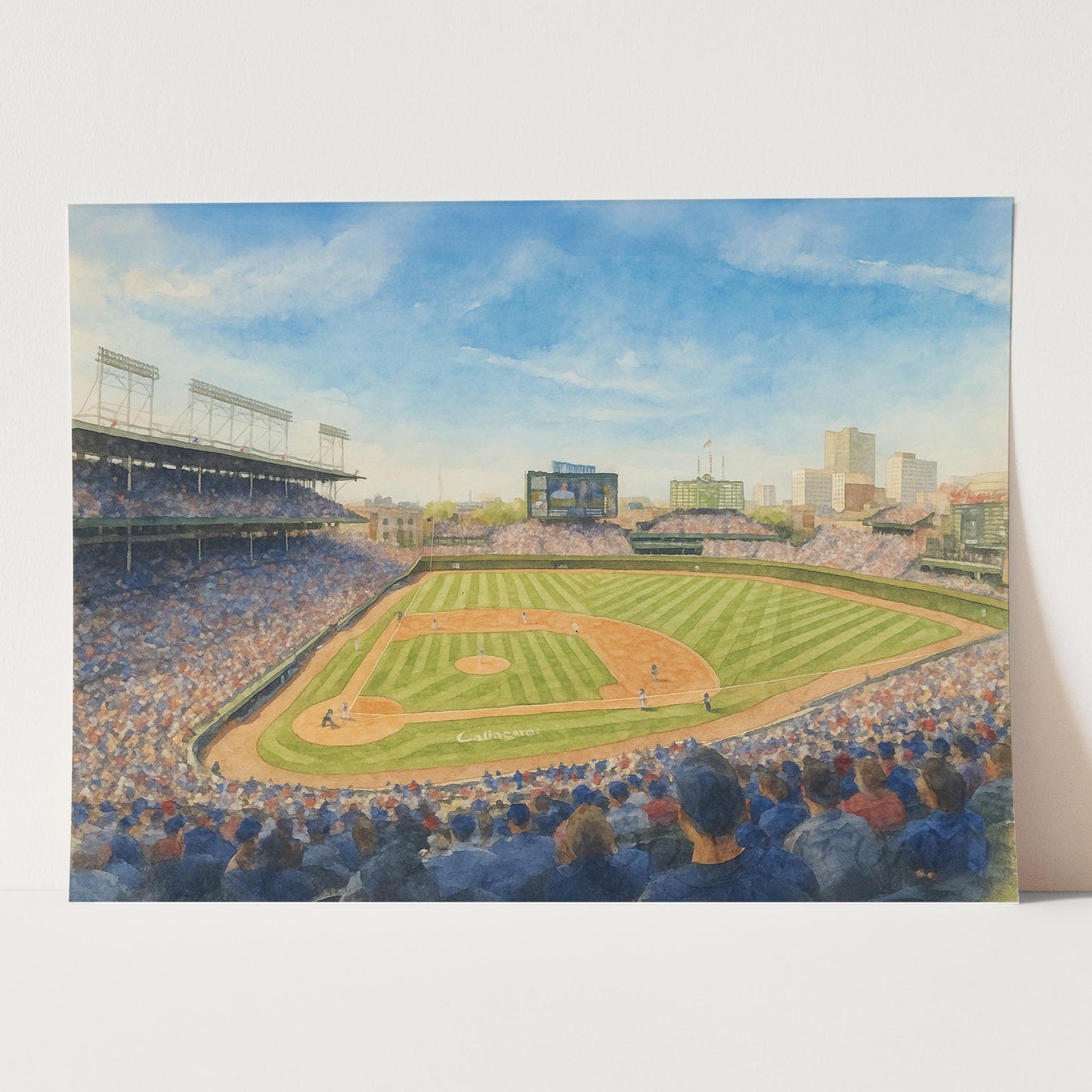 Wrigley Field Watercolor Painting
