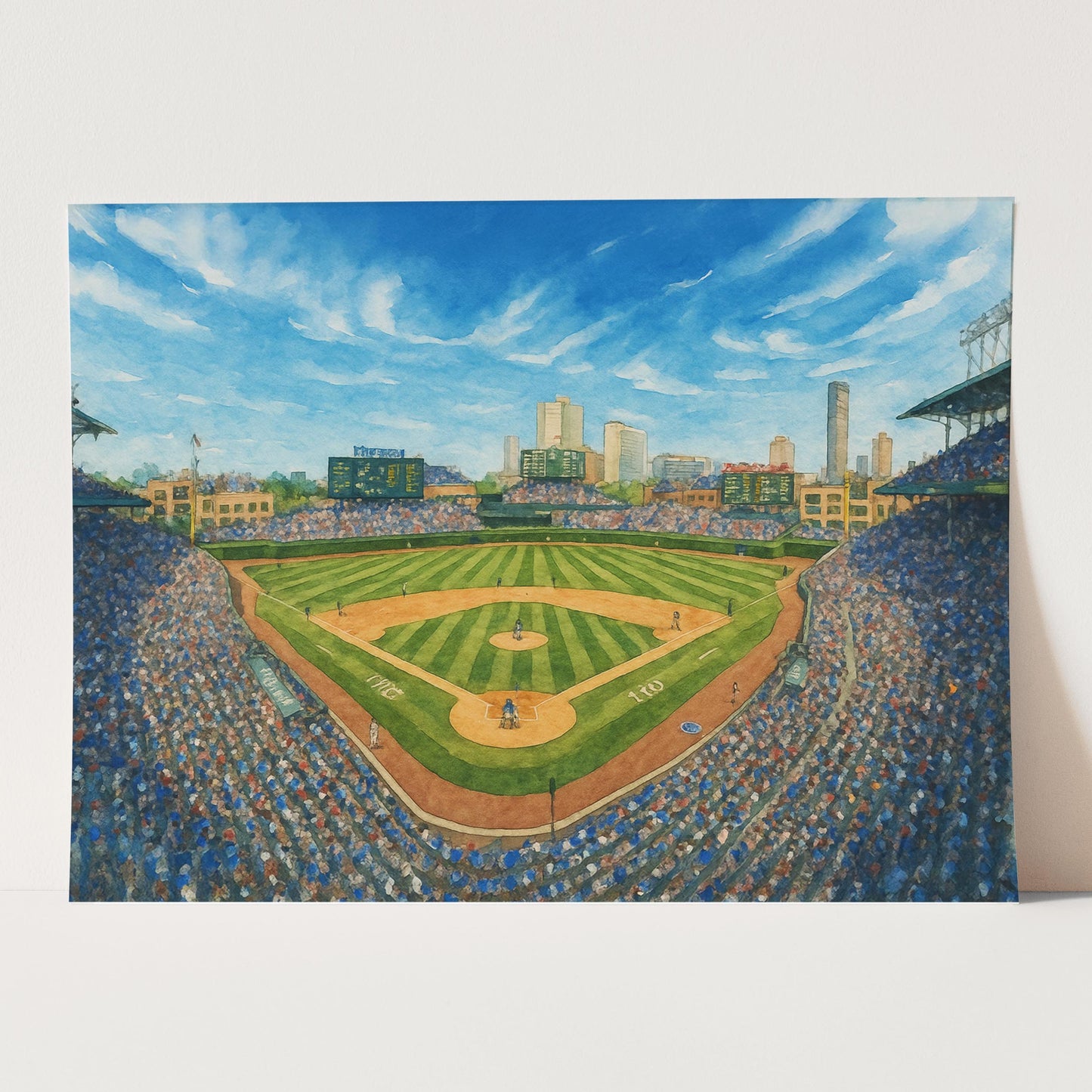 Wrigley Field Watercolor Painting