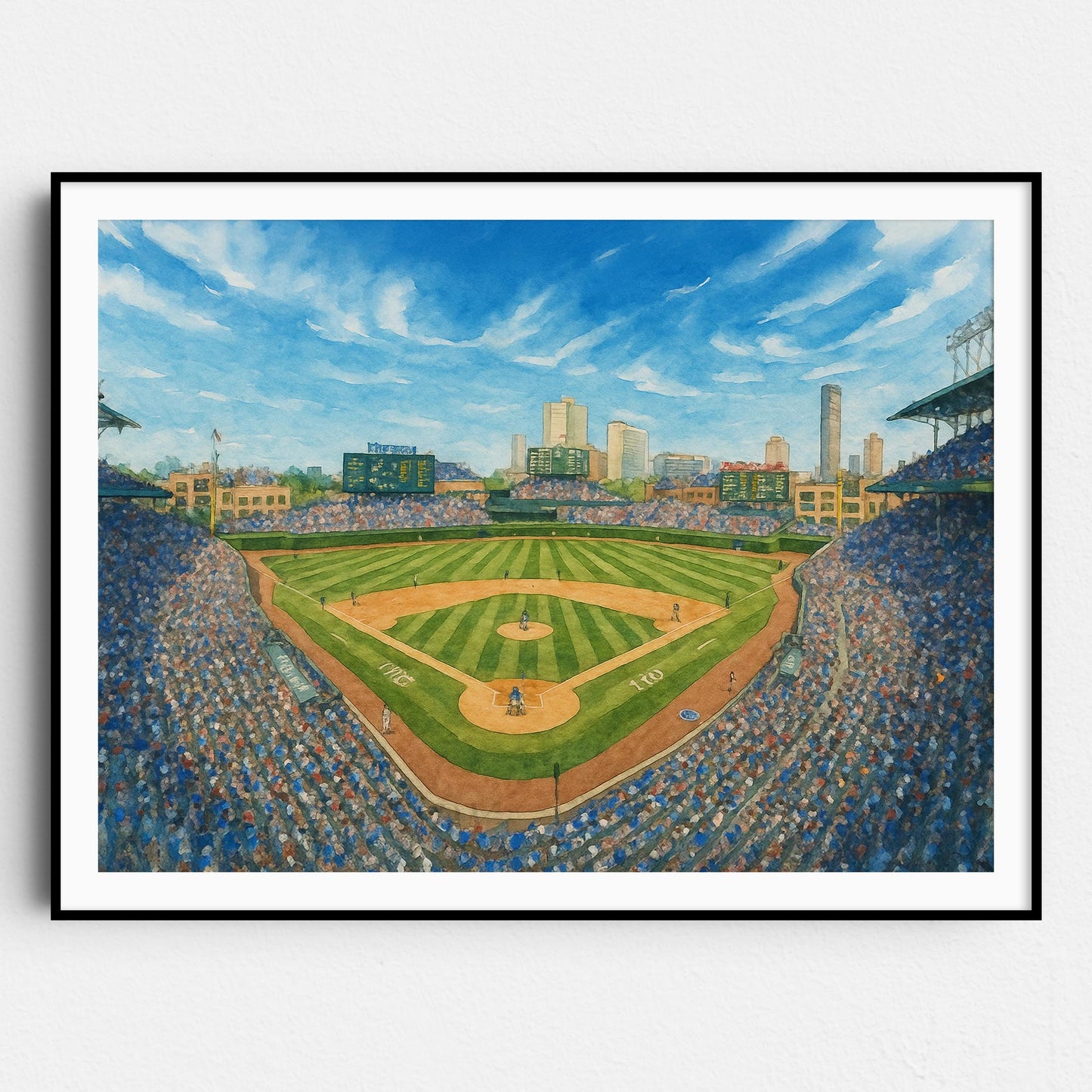 Wrigley Field Watercolor Painting