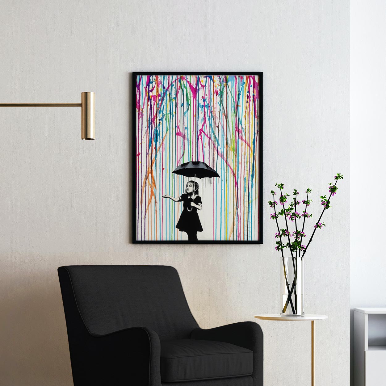 Colored Rain Girl Banksy