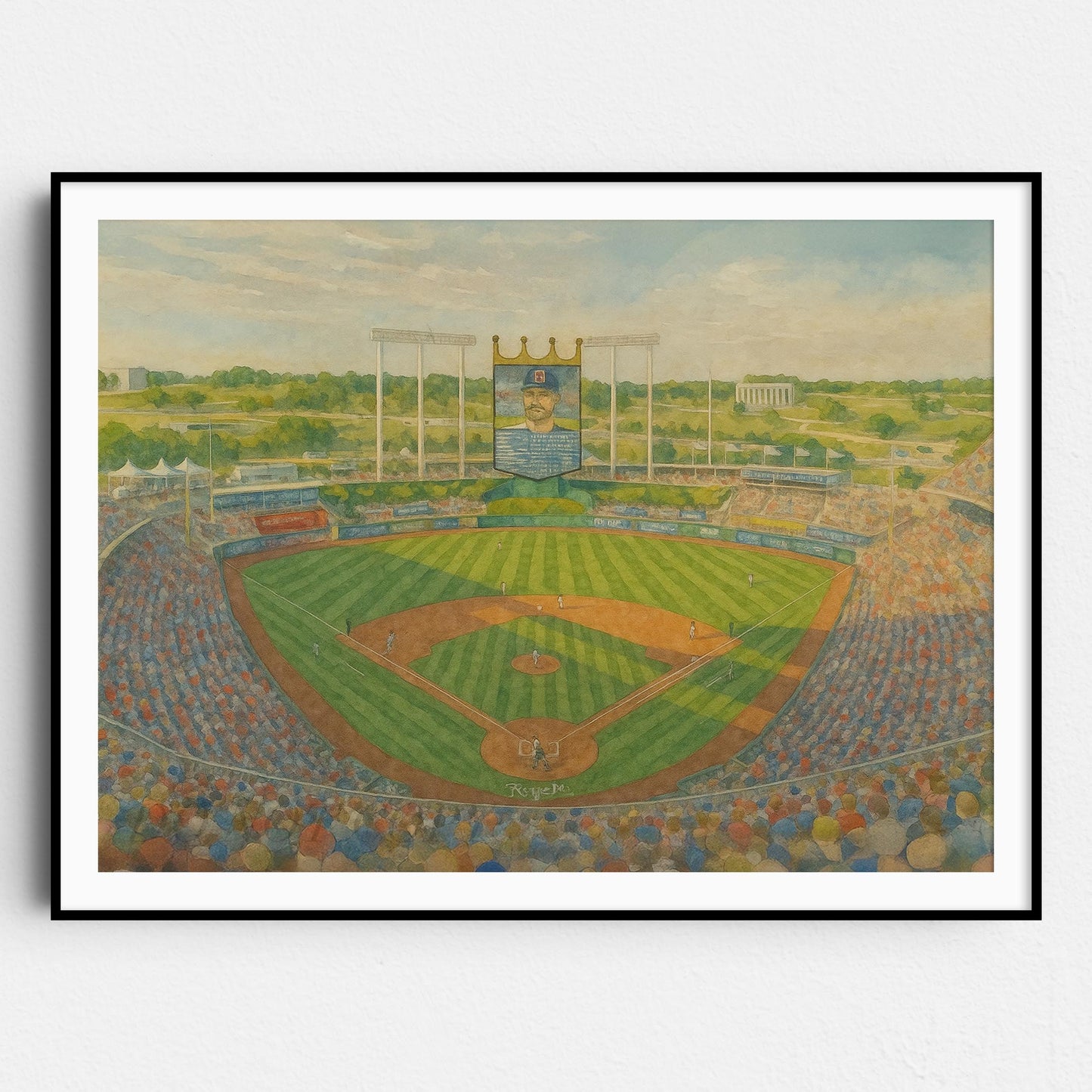 Kauffman Stadium Watercolor Painting