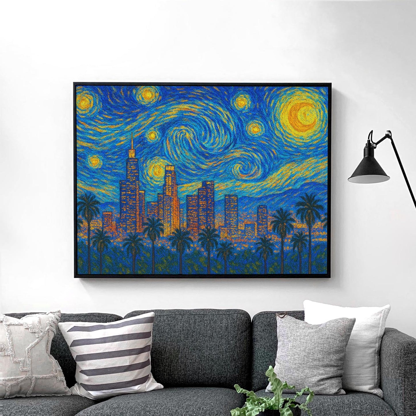 Los Angeles Skyline Van Gogh Starry Night