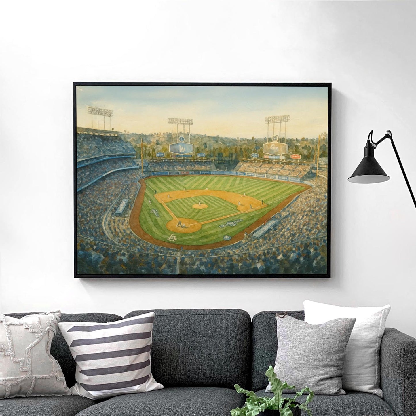 Dodger Stadium Watercolor Painting