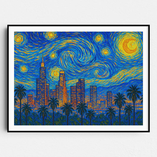 Los Angeles Skyline Van Gogh Starry Night
