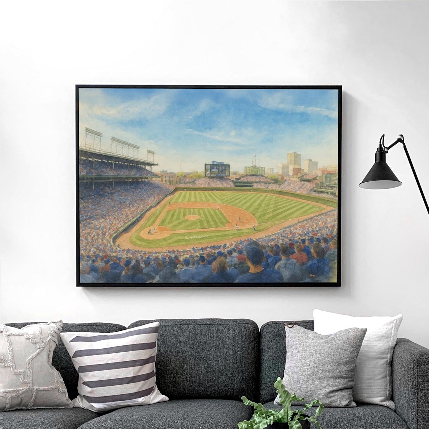 Wrigley Field Watercolor Painting