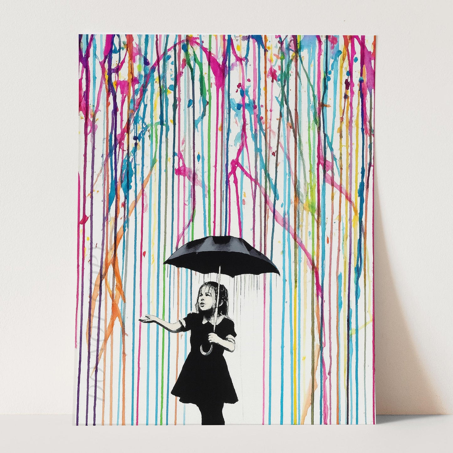 Colored Rain Girl Banksy