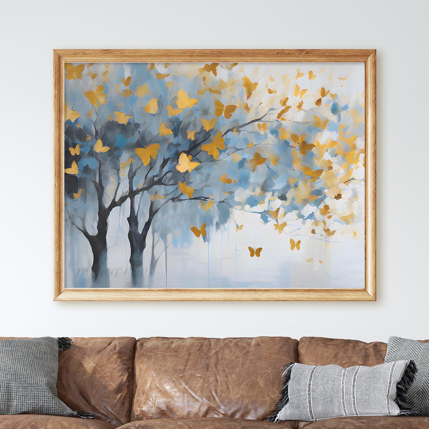 Golden Butterflies Abstract Forest