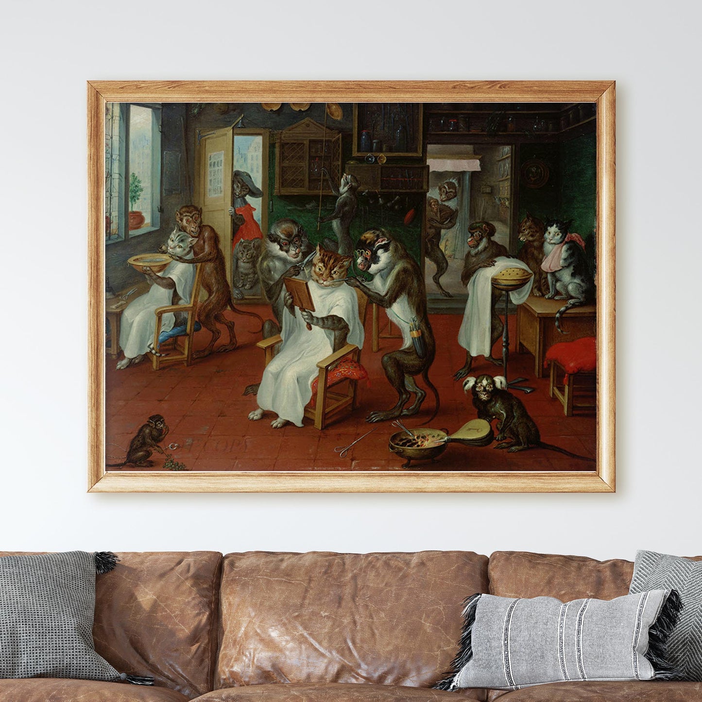 Barbershop With Monkeys And Cats By Abraham Teniers