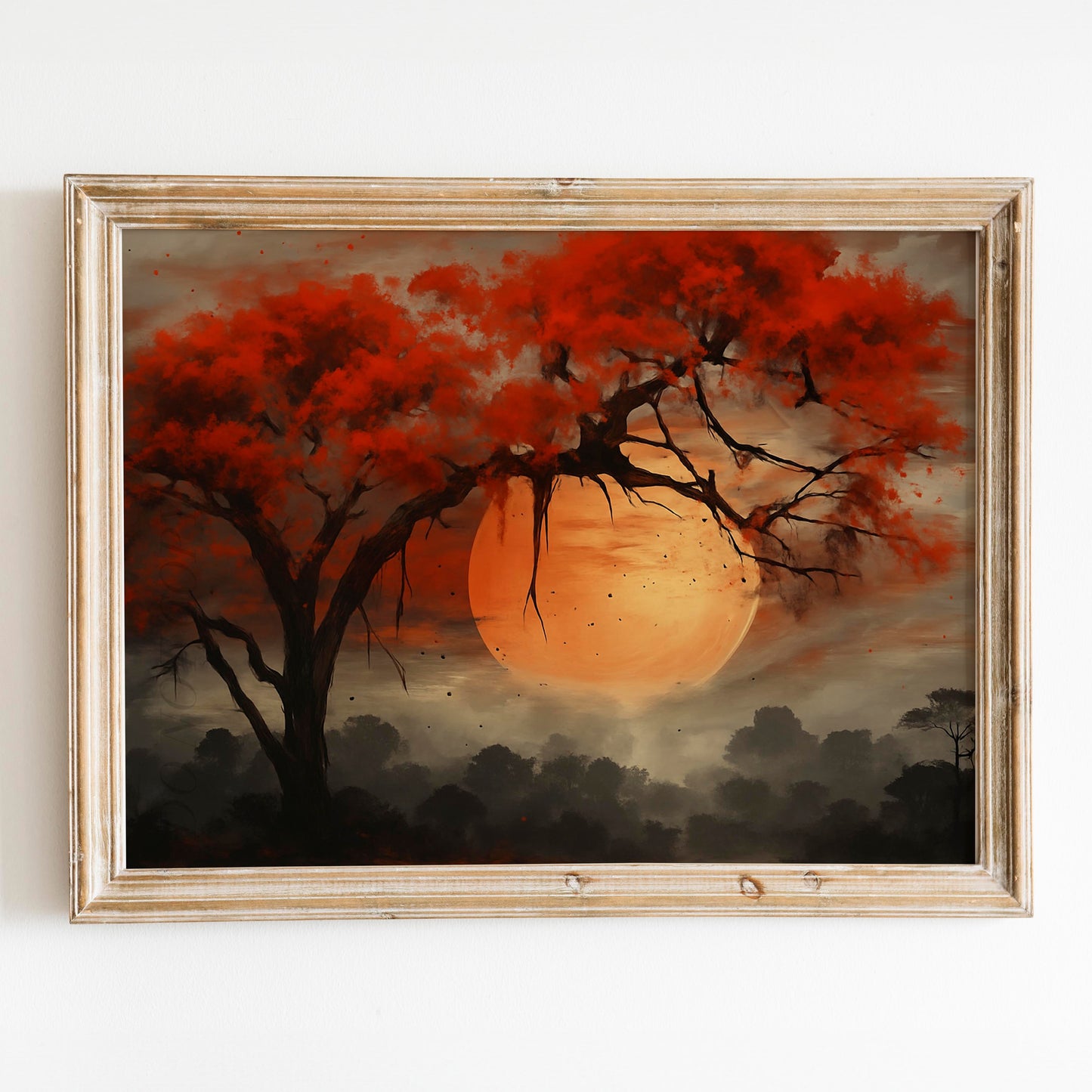 Moon Through Red Tree