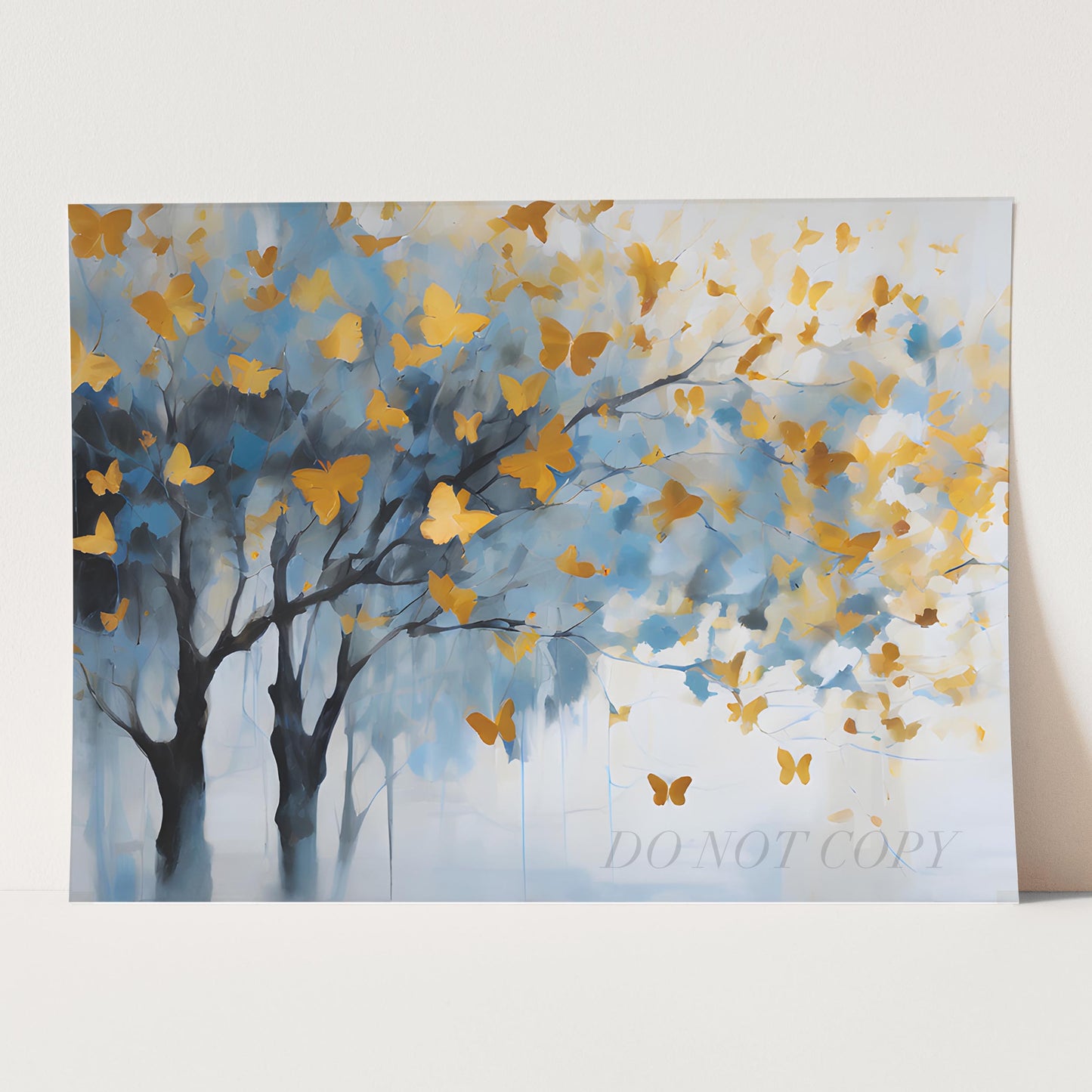 Golden Butterflies Abstract Forest