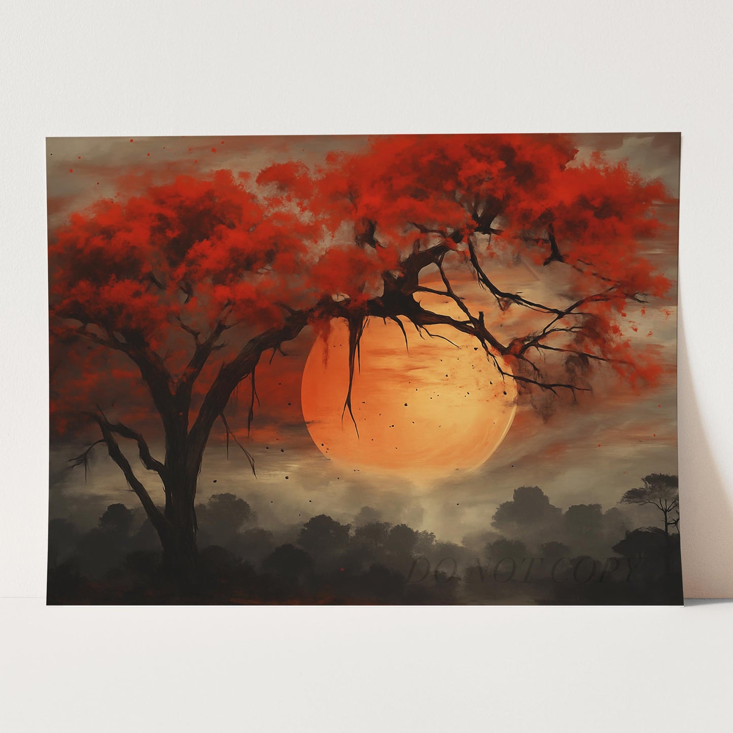 Moon Through Red Tree