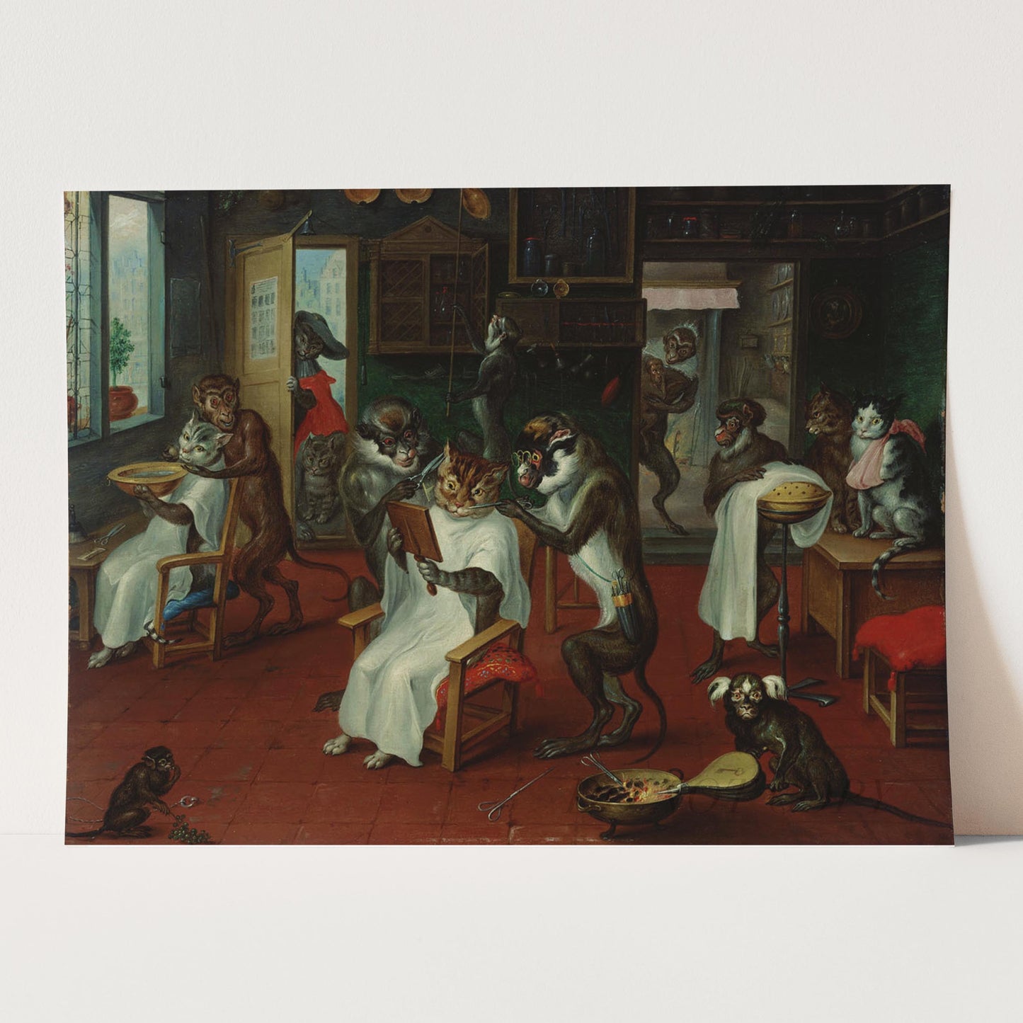 Barbershop With Monkeys And Cats By Abraham Teniers