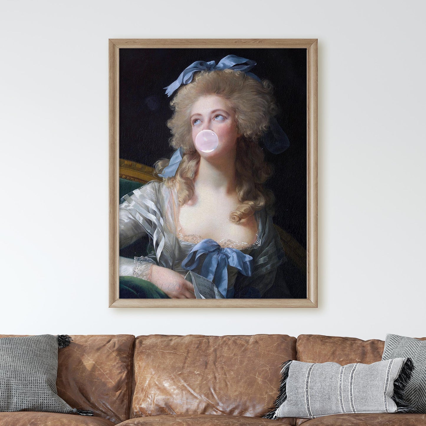 Victorian Woman Blowing Pink Bubble Gum