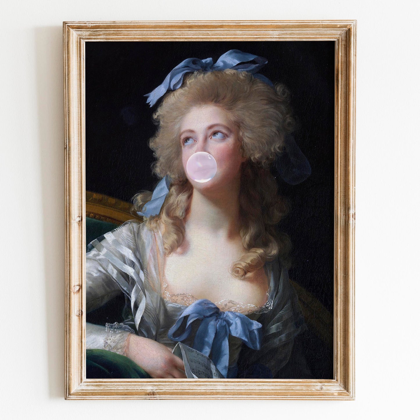 Victorian Woman Blowing Pink Bubble Gum