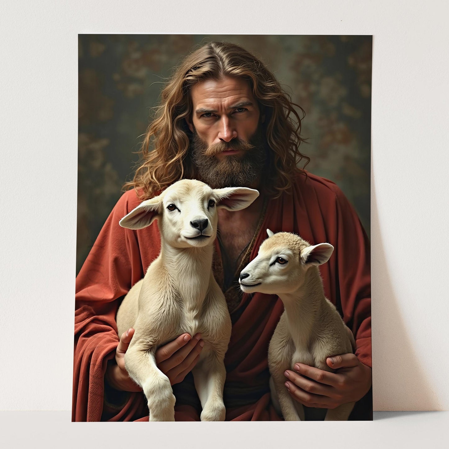 Jesus Christ Holding Lambs