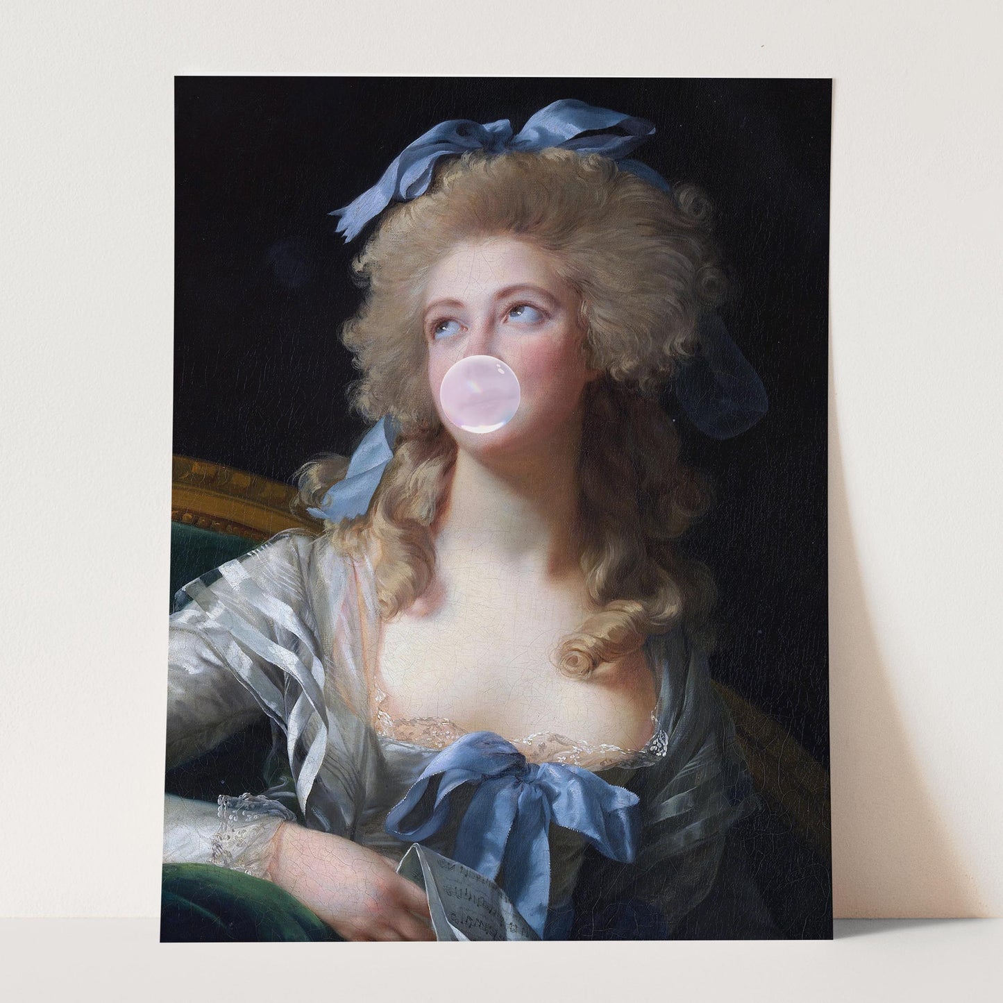 Victorian Woman Blowing Pink Bubble Gum