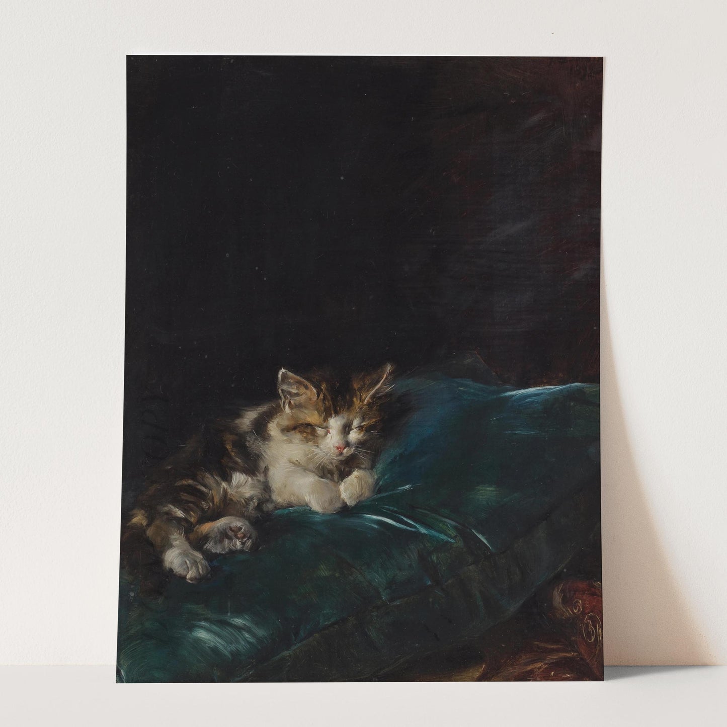 Cat Sleeping On A Cushion, 1892 by Francisco Domingo Marqués