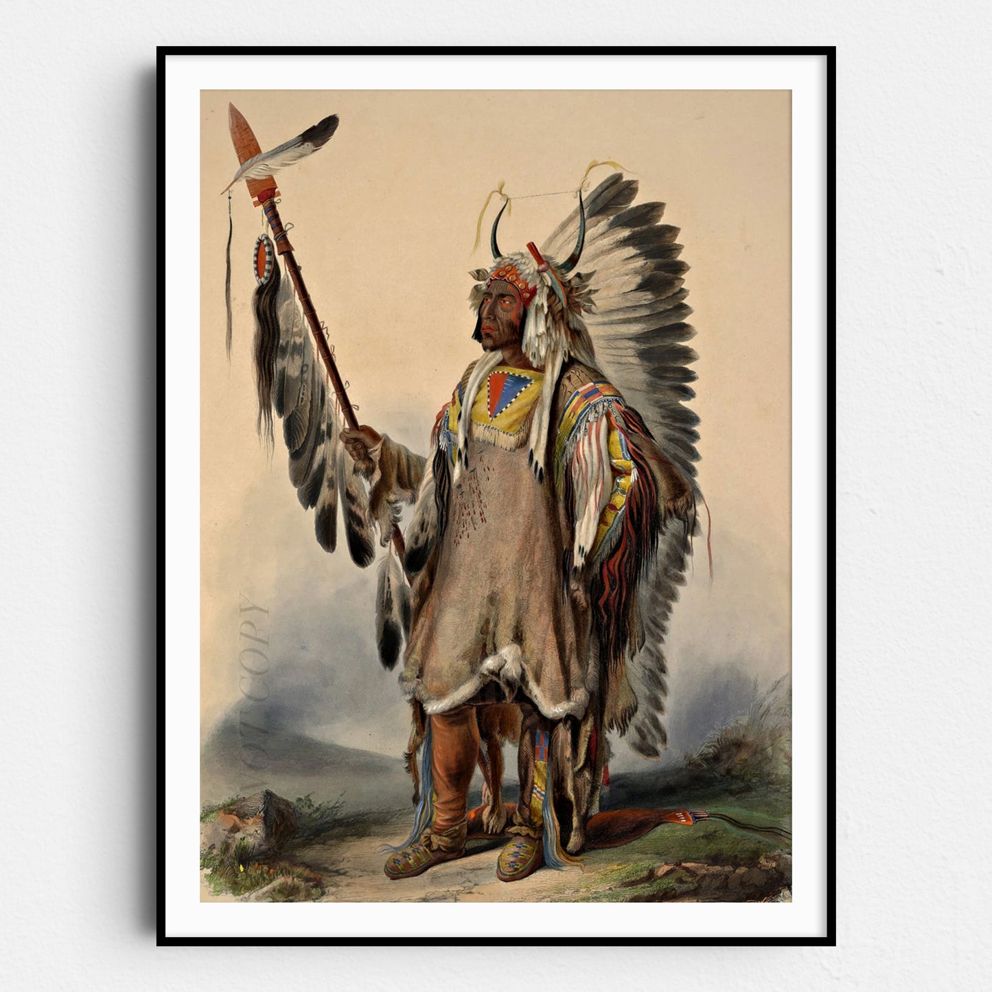 A Mandan Indian Chief by Karl Bodmer