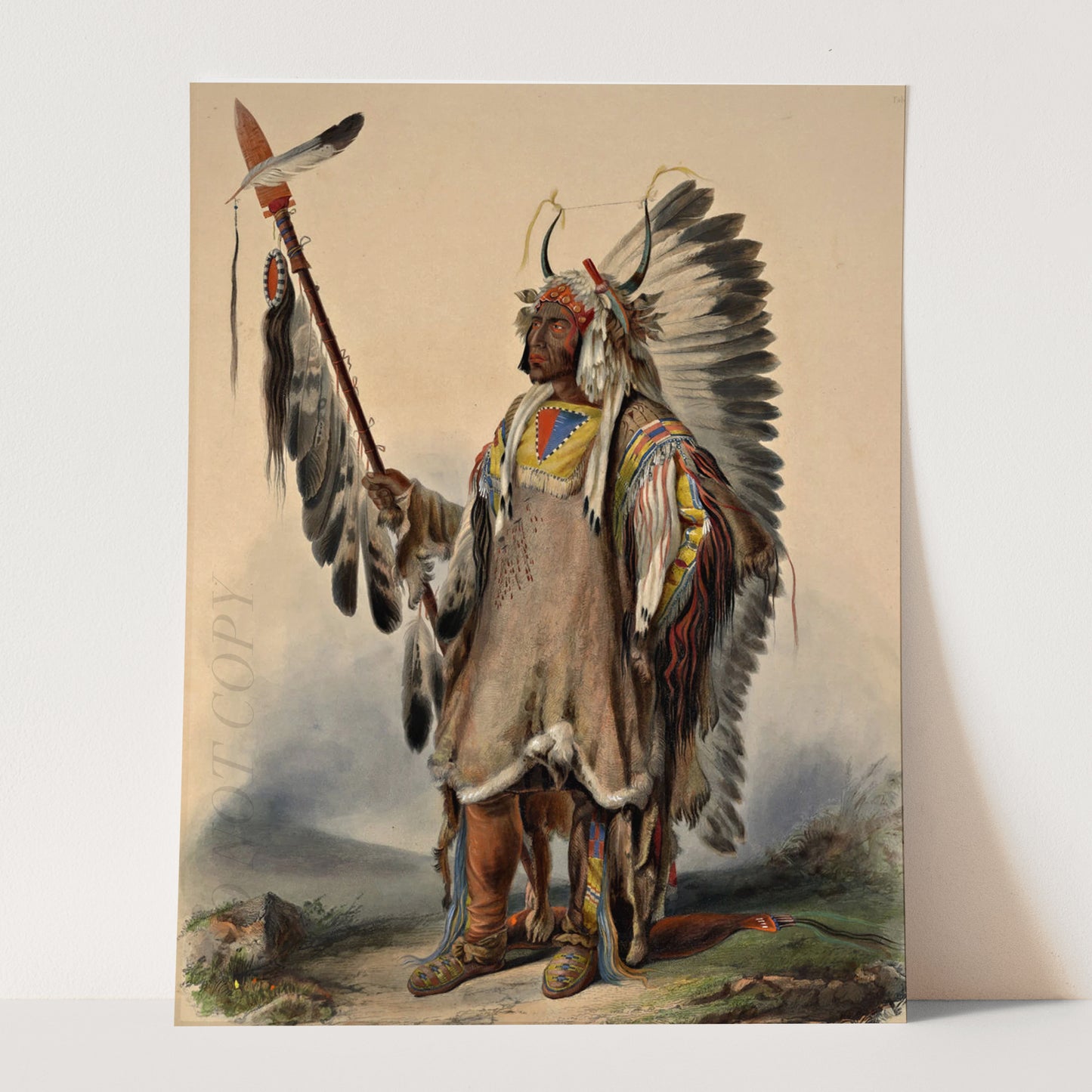 A Mandan Indian Chief by Karl Bodmer
