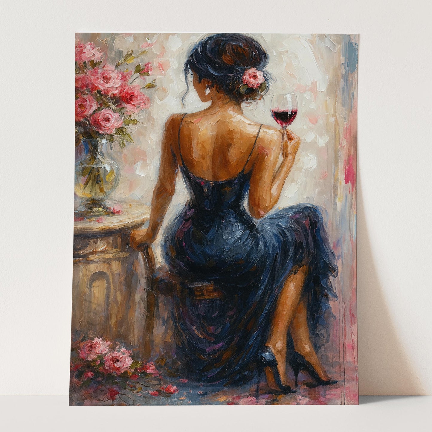 Elegant Woman With Glass Of Red Wine